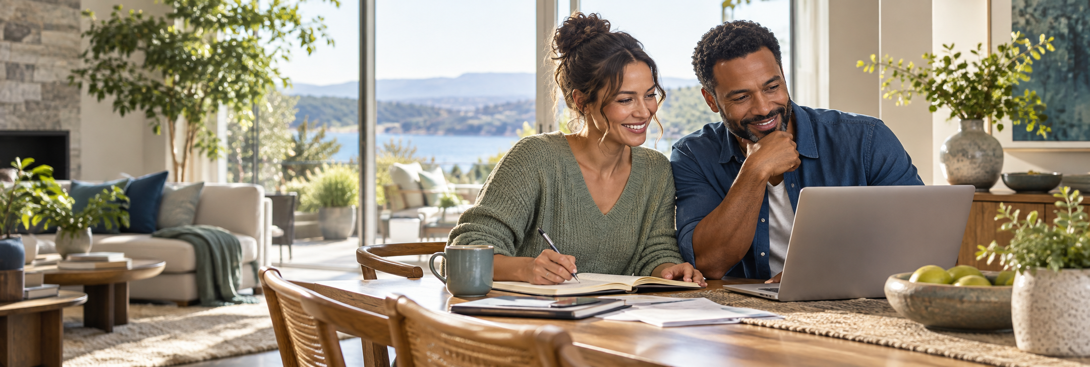 Couple planning their future savings together